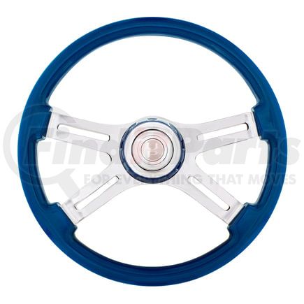 United Pacific 88313 Steering Wheel - 18" 4 Spoke, with Color Matching Horn Bezel, Electric Blue