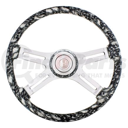 United Pacific 88317 Steering Wheel - 18" 4 Spoke Skull, with Matching Skull Horn Bezel, White