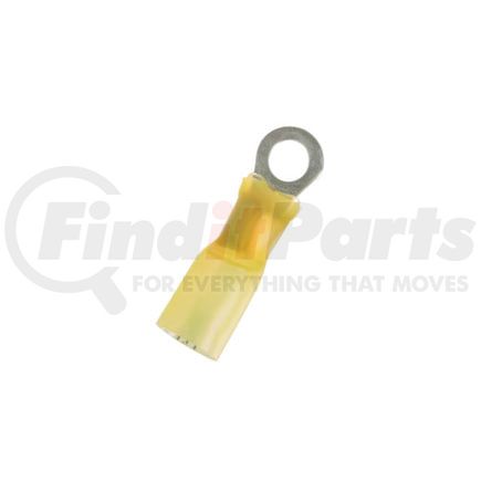 United Pacific 98191 Ring Terminal - 4 Pieces, Yellow, 12-10 AWG, 3/8" Stud, CS Heat Shrink