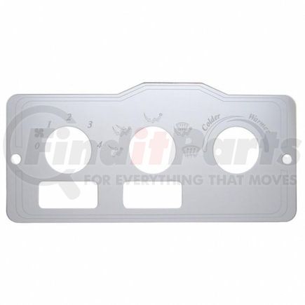 United Pacific 47999 A/C Control Plate - 2 Square Openings, Stainless, for Peterbilt