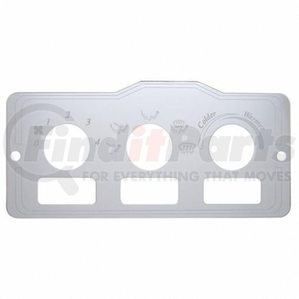 United Pacific 48000 A/C Control Plate - 3 Square Openings, Stainless, for Peterbilt