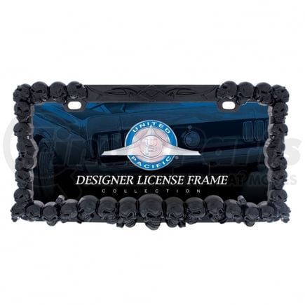 United Pacific 50116 License Plate Frame - Black, Skull