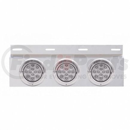 United Pacific 61705 Mud Flap Hanger - Mud Flap Plate, Top, Stainless, with Three 12 LED 4" Lights & Visors, Red LED/Clear Lens