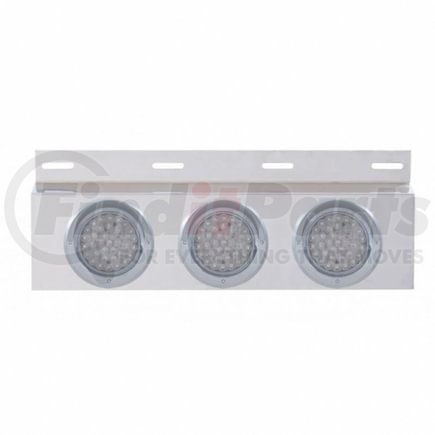 United Pacific 61703 Mud Flap Hanger - Mud Flap Plate, Top, Stainless, with Three 36 LED 4" Lights & Visors, Red LED/Clear Lens