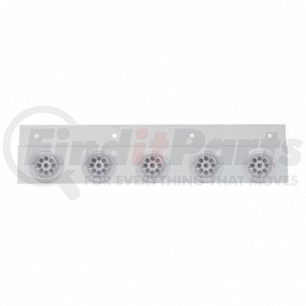 United Pacific 61719 Mud Flap Hanger - Mud Flap Plate, Top, Stainless, with Five 9 LED 2" Reflector Lights & Visors, Red LED/Clear Lens