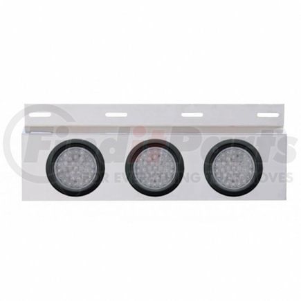 United Pacific 63703 Mud Flap Hanger - Mud Flap Plate, Top, Stainless, with Three 36 LED 4" Lights & Grommets, Red LED/Clear Lens