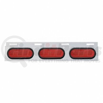 United Pacific 63710 Mud Flap Hanger - Mud Flap Plate, Top, Stainless, with Three 19 LED 6" Oval Lights & Grommets, Red LED/Red Lens