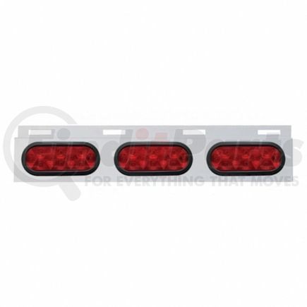 United Pacific 63714 Mud Flap Hanger - Mud Flap Plate, Top, Stainless, with Three 10 LED Lights & Grommet, Red LED/Red Lens