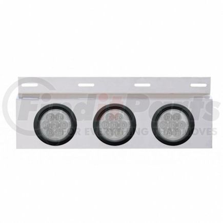 United Pacific 63759 Mud Flap Hanger - Mud Flap Plate, Top, Stainless, with Three 7 LED 4" Reflector Lights & Grommets, Red LED/Clear Lens