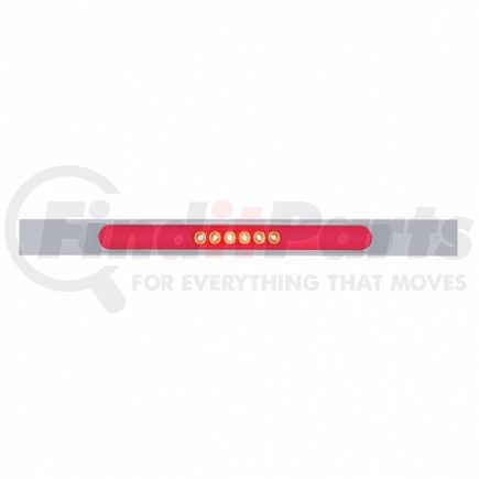 United Pacific 63795 Mud Flap Hanger - Mud Flap Plate, Top, Chrome, with 28 LED 17" "Glo" Light Bar & Bezel, Red LED/Clear Lens