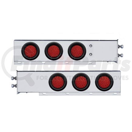 United Pacific 63804 Light Bar - Stainless Steel, Spring Loaded, Rear, Stop/Turn/Tail Light, Red LED/Red Lens, with 2" Bolt Pattern, with Rubber Grommets, 36 LED per Light