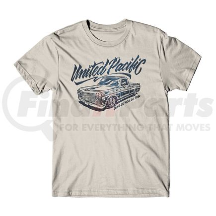 United Pacific 99307M T-Shirt - United Pacific Calligraphy C10, Sand, with Dark Blue Print, Cotton, Medium