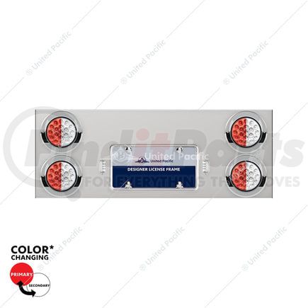 United Pacific 34107 License Plate Light Panel - 33-3/4", SS, with 4 (19) Red & White LED, 4" Round, Double Fury