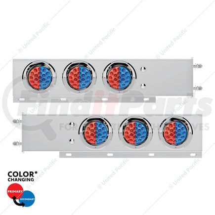 United Pacific 61044 Trailer Light - 3.75" Bolt Pattern, SS, Spring Loaded Bar, with 6x (19) Red and Blue LED