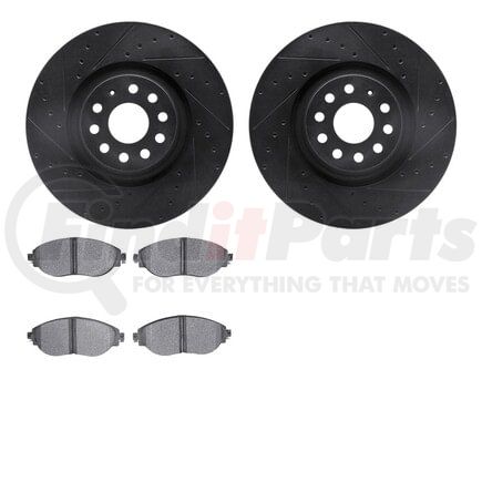 Dynamic Friction Company 8502-74026 Brake Rotor - Drilled & Slotted - Black with 5000 Brake Pads - Ceramic