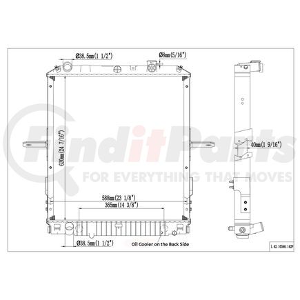 Reach Cooling 42-10346 ISUZU 04-10 NPR NQR NRR GMC W-SERIES 5.2L DIESEL.
TOC ON BUMPER SIDE WITH FRAME