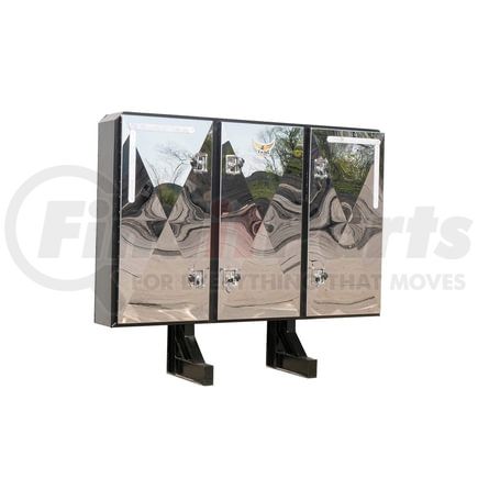 World American BC02-0002 Truck Cab Protector / Headache Rack - Vaulted, with 3 Mirror Finish Doors and Tool Box