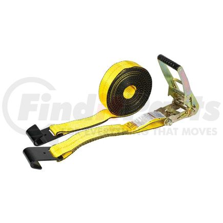 World American CS01-1009 Ratchet Tie Down Strap - 2" x 27', Yellow, Wide Handle, with Flat Hook