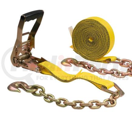 World American CS01-1011 Ratchet Tie Down Strap - 2" x 30', Yellow, with Chain Anchor
