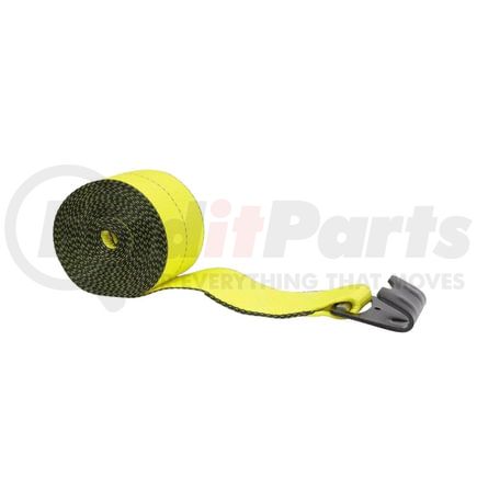 World American CS01-0055 Winch Strap - 4" x 30', Reflective Yellow, with Flat Hook Webbing