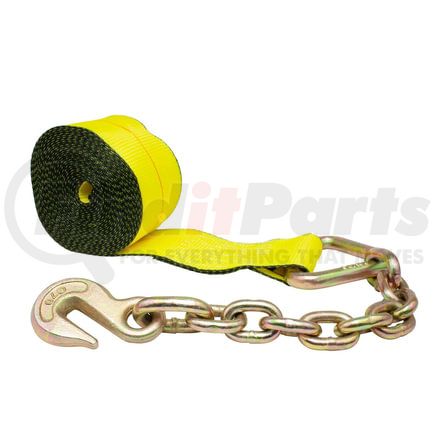World American CS01-0058 Winch Strap - 4" x 40', Yellow, with Chain Anchor