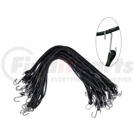World American CS15-1000 Tarp Strap - 50 Pieces, 30", Black, EPDM, Adjustable, with S-Shaped Metal Hook