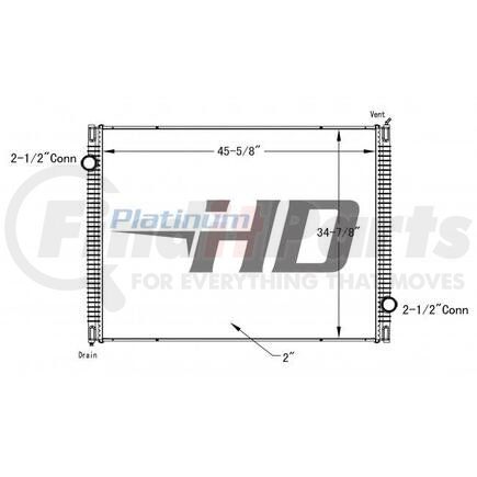 International HDC010921PA Radiator - Plastic/Alum; 2008-10 Intl Workstar 74-7500; 2 1/2 Inch Inlet & Outlet; Wo/Oc