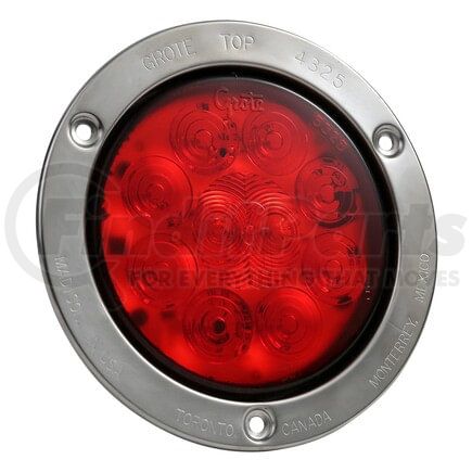 Grote 53142 SuperNova® 4" 10-Diode Pattern LED Stop Tail Turn Light, Hard Shell Connector, Stainless-Steel Flange