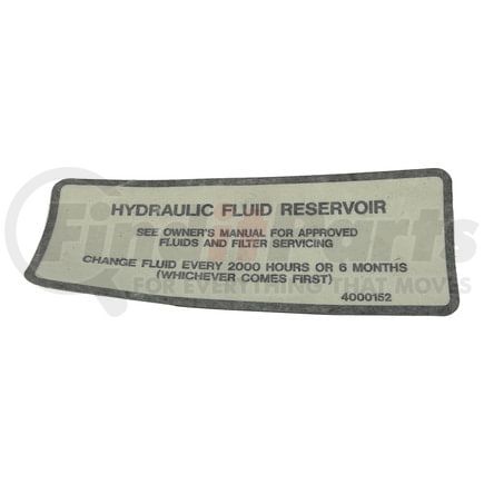 Manitex 4000152.001 Hydraulic Fluid Reservoir Information Label Decal