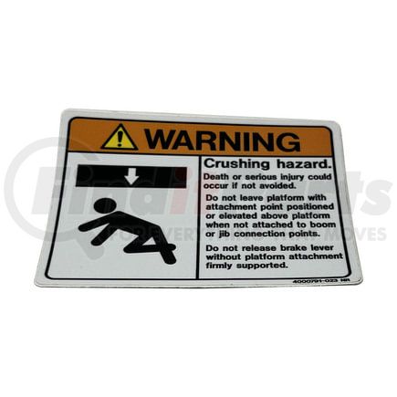 Manitex 4000791.023 Warning Label - Crushing Hazard Decal