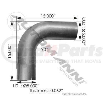 Automann 562.U4590E15A EXHAUST ELBOW 5IN 90 DEG ID-OD