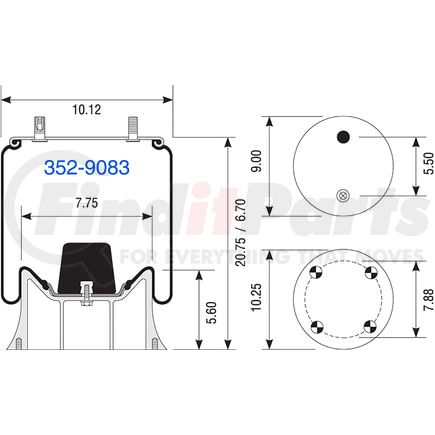 Dayton Parts 352-9083 AIR SPRING W013589083