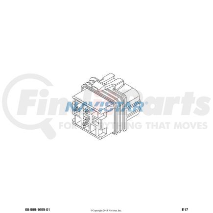 International 1661747C91 Body Wiring Harness Connector - 5 Way Sealed Male, Navistar Compatible