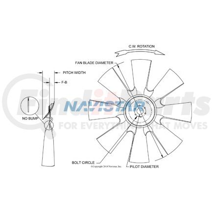 International HOR993813503 FAN ENG COOLING 32 DIA 5 PIG