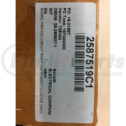International 2587519C1 Printed Circuit Board - Right Instrument Cluster, Navistar Compatible