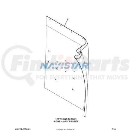 International 3584131C5 Fender Guard - Front Right, Navistar Compatible