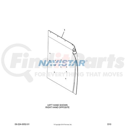 International 3584129C5 Fender Guard - Front Right, Navistar Compatible
