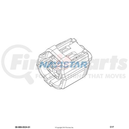 International 3590390C1 Body Wiring Harness Connector - Amp 2 Way Gray, Navistar Compatible