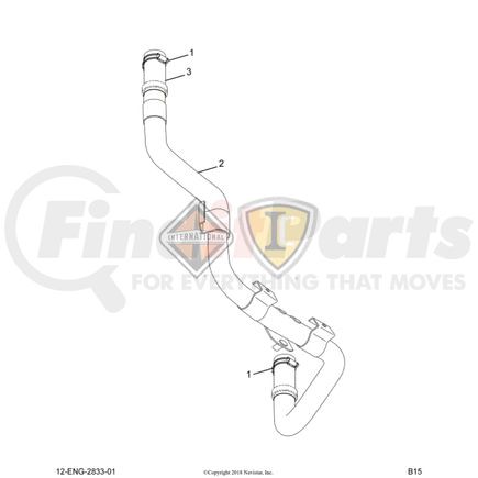 International 2514577C91 Turbocharger Coolant Return Line, Navistar Compatible