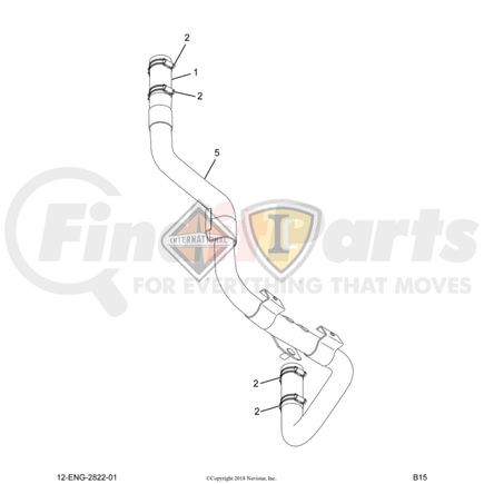 International 2514576C91 Engine Coolant Crossover Pipe, Navistar Compatible