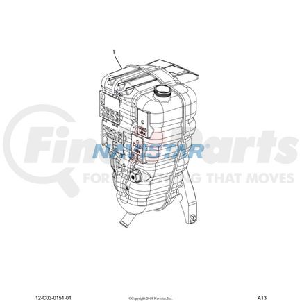 International 2510603C92 Radiator Surge Tank - Plastic, With Cap And Installation Hardware, Navistar Compatible