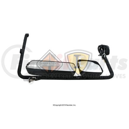 International 3757526C92 Door Mirror - Left Hand, Rear View, Manual, Heated, CB Radio, Black