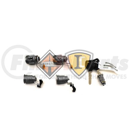 International 2517400C91 Door Lock Cylinder - Ignition Switch Lock Kit, 2 Luggage Cylinders, 2 Keys Random Key Code, Navistar Compatible