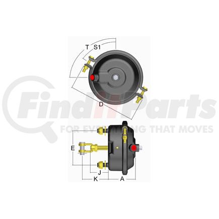 International 2602436C91 Air Brake Chamber - T24 Service, Navistar Compatible