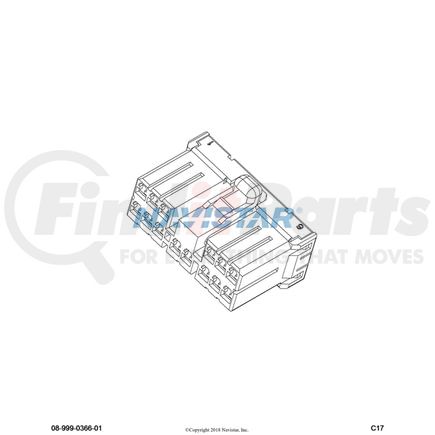 International 3548792C1 Body Wiring Harness Connector - 14 Way White, Navistar Compatible