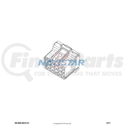 International 3596928C1 Body Wiring Harness Connector - Violet, 15 Way, Navistar Compatible