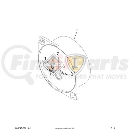 International 3533890C1 Gauge Electronic Rear Axle Oil Temperature English, Navistar Compatible