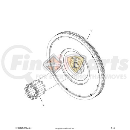 International 7090698C92 Clutch Flywheel, Navistar Compatible