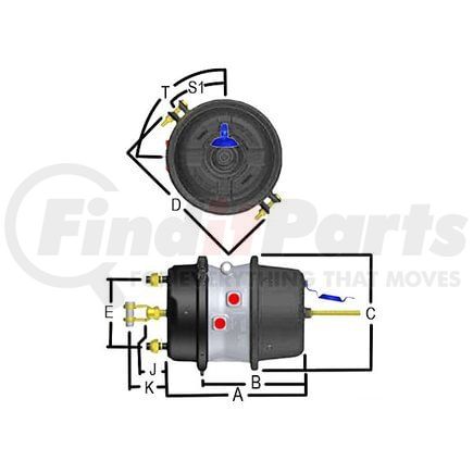 International 4045882C91 CHAMBER,BRAKE RIGHT HAND