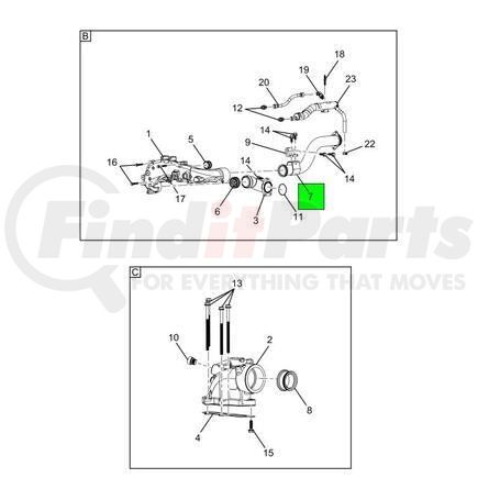 International 7095291C94 Exhaust Gas Recirculation (EGR) Cooler Hose - Supersedes 7095291C93